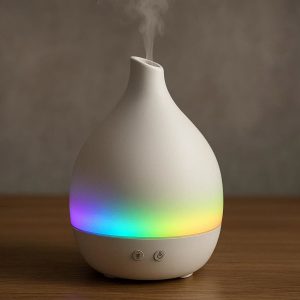 Sleek Ceramic Ultrasonic Diffuser with Color Lights